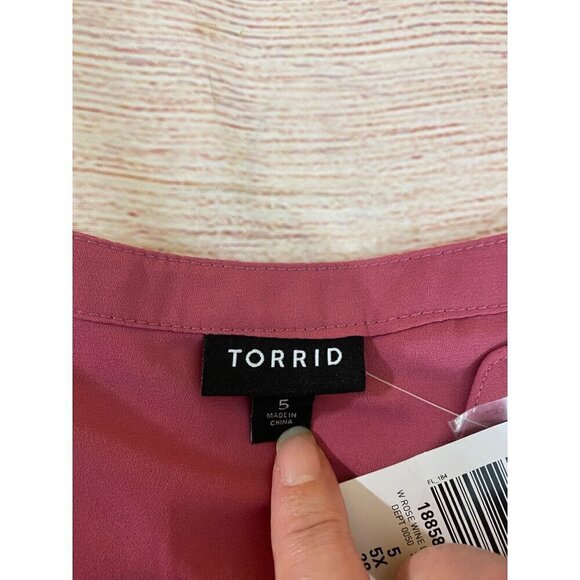 NWT Torrid Women's Georgette Hi Low Long Sleeve Rose Blouse - 5XL - Picture 12 of 12